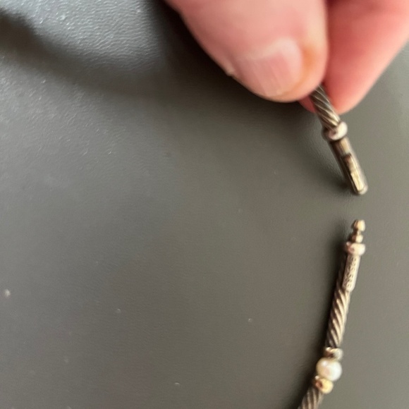 David Yurman Hampton 585 14K Gold 925 Sterling Silver Choker Pearl Necklace - Picture 9 of 10